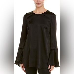 BCBGMaxAzria Black Satin Bell Sleeve Top NWT